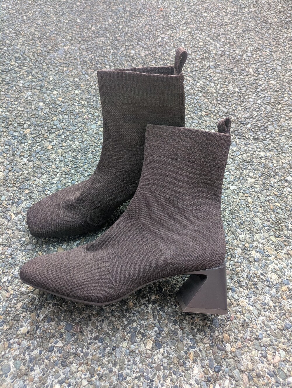 Stretch Knit Ankle Booties in Dark Brown